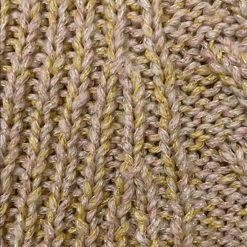 XOXO V-Neck Cable Knit Metallic Cropped Sweater Small - Picture 6 of 8